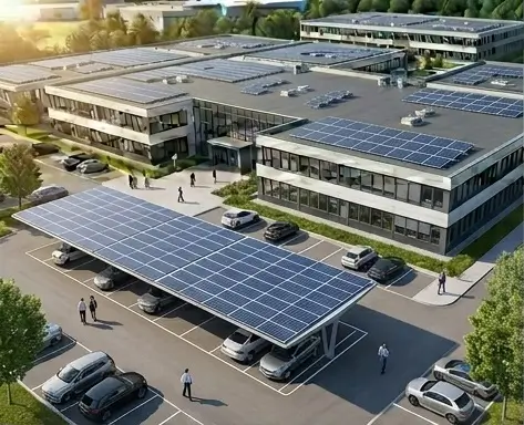 Výkonné fotovoltické panely a solárne carporty pre komerčné objekty a firmy