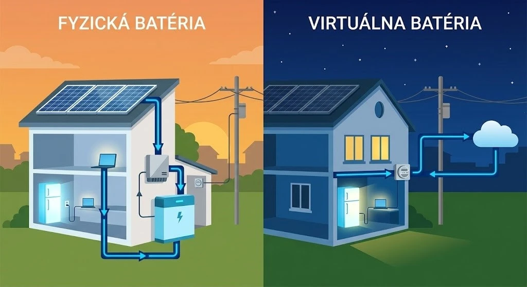 Aký je rozdiel medzi fyzickou a virtuálnou batériou k fotovoltike? - 1